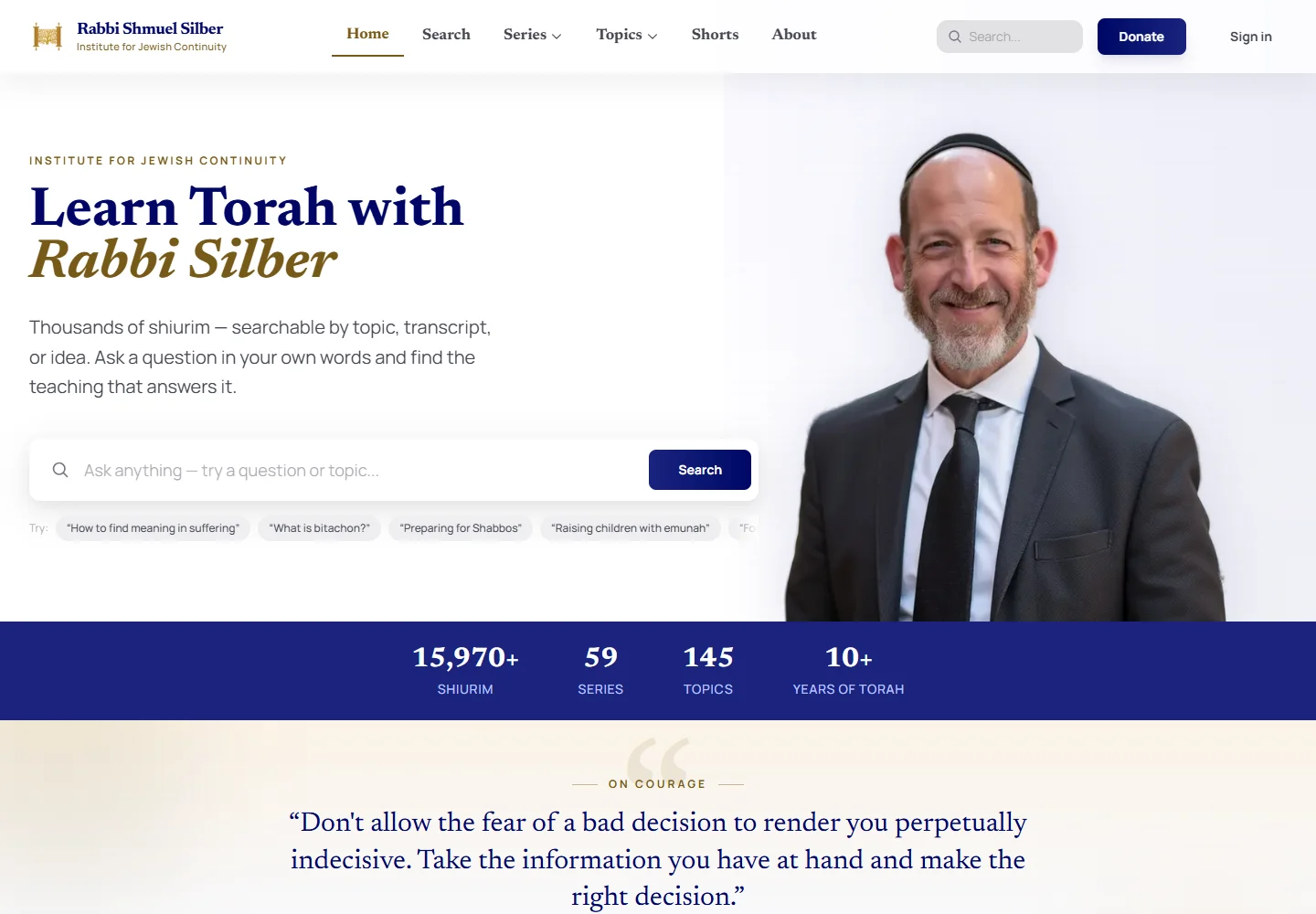 Rabbi Silber’s Torah learning website